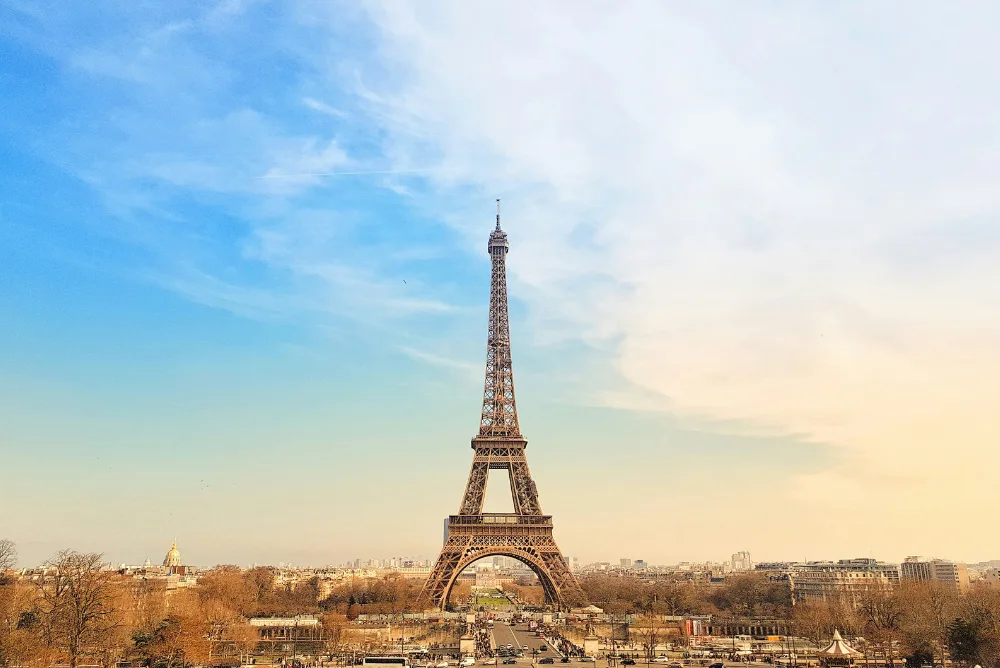 The Eiffel Tower in Paris at sunset